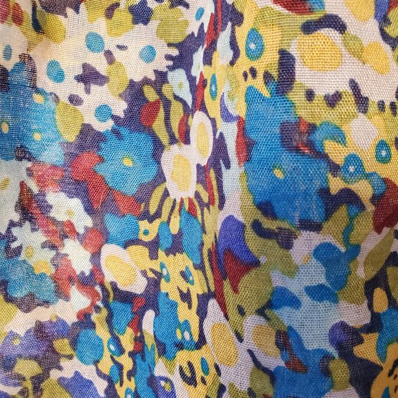 Blue and Green Floral Semi-Sheer scarf - Picture 2 of 2